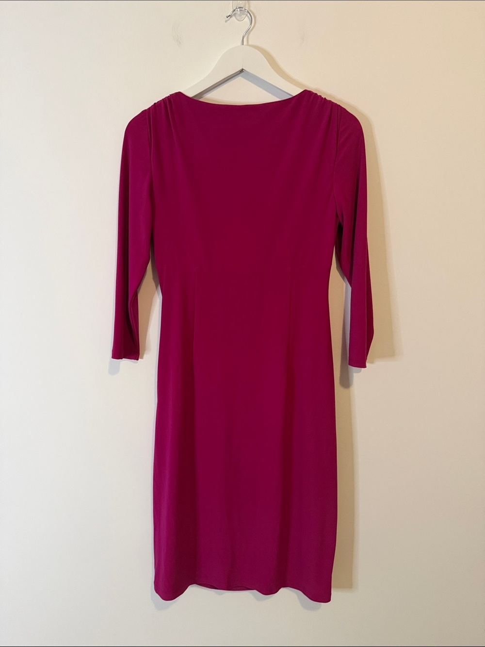 Lauren Ralph Lauren Magenta Surplice Ruched Sheath Dress - Picture 6 of 8